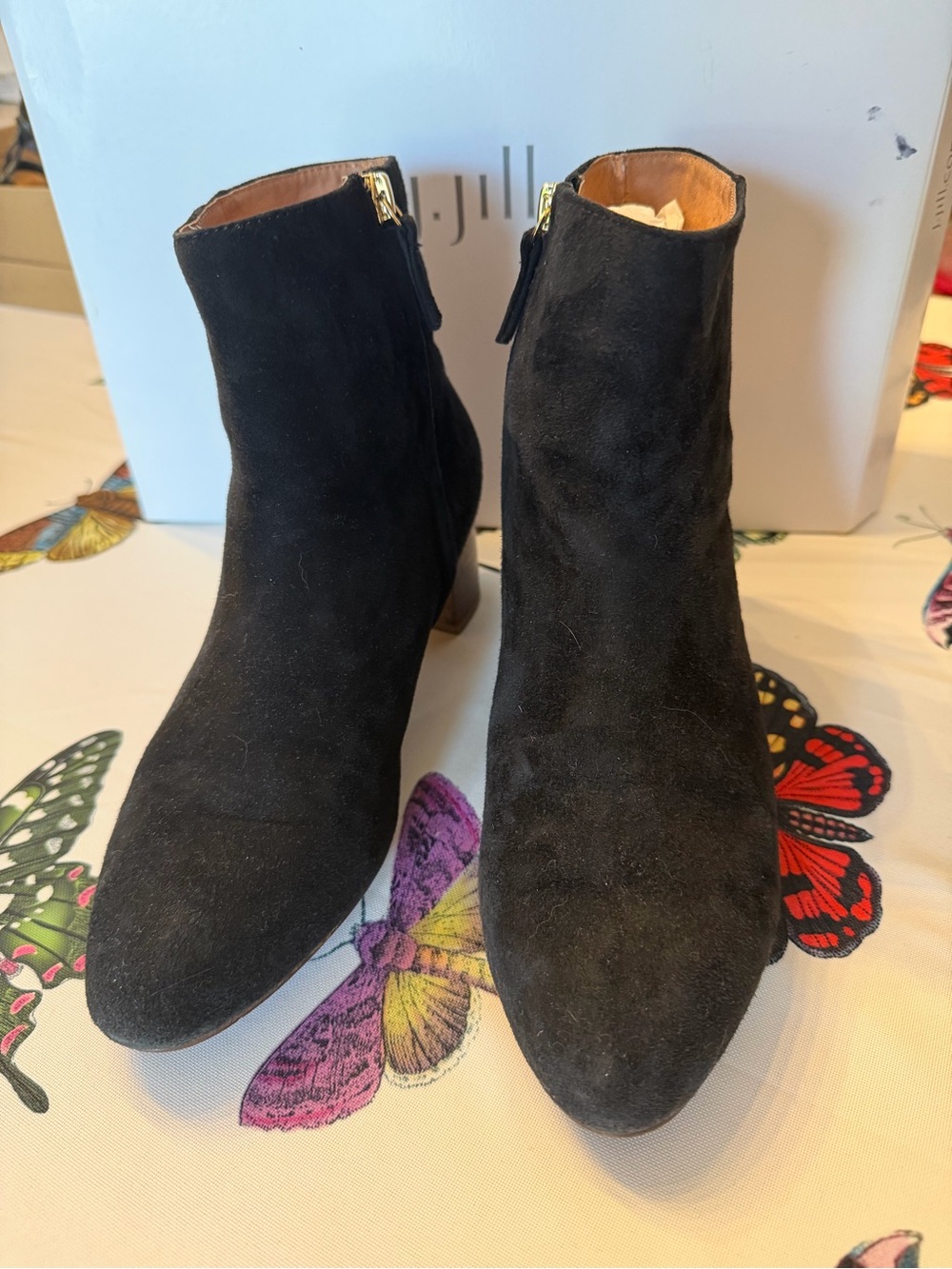 J. Jill Black Suede Ankle Booties with Side Zip